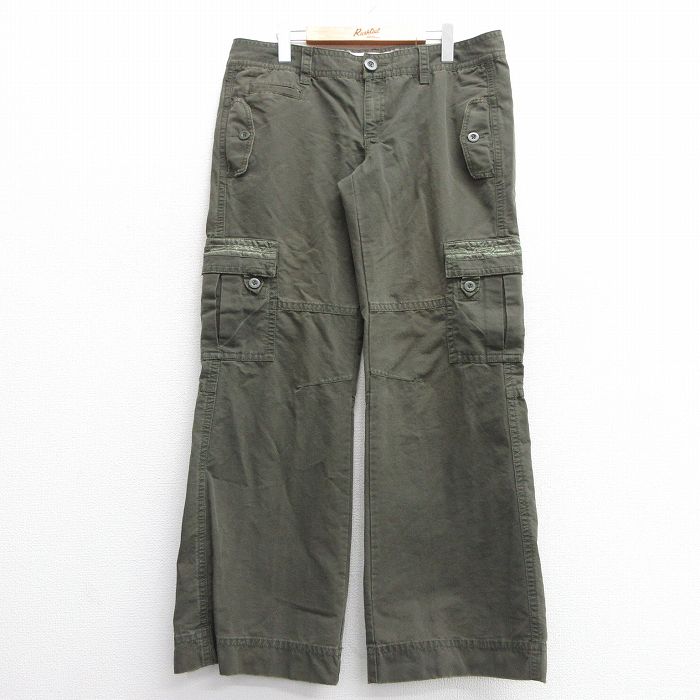 W36★古着 オールドネイビー OLD NAVY カーゴ パンツ メンズ 濃緑 グリーン 25feb28 中古 ボトムス ロング
