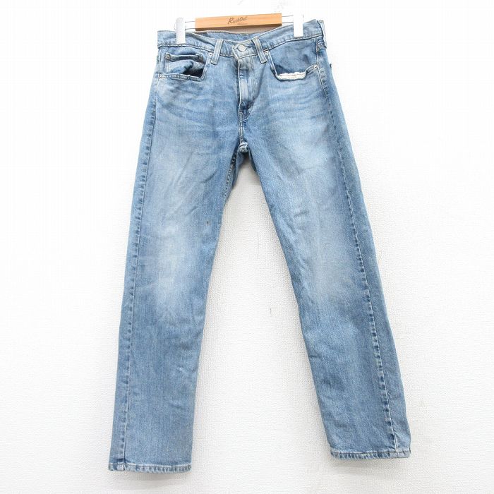 W31★古着 リーバイス Levis 502 ジーンズ メンズ ヒゲ 薄紺 ネイビー デニム 25mar01 中古 ボトムス ジーパン Gパン ロング パンツ