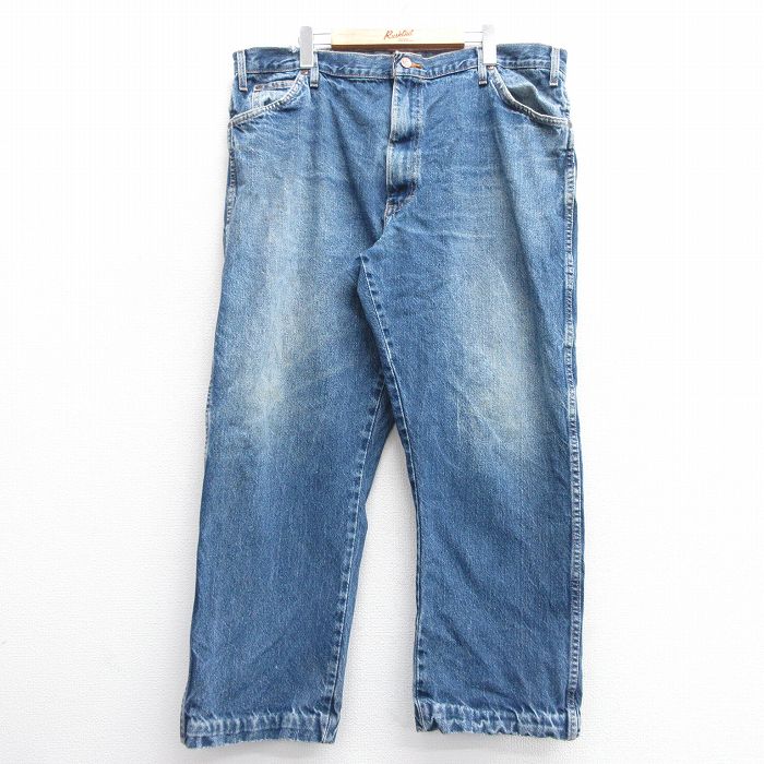 W41★古着 ディッキーズ Dickies ジーンズ メンズ 大きいサイズ コットン 紺 ネイビー デニム 25mar01 中古 ボトムス ジーパン Gパン ロング パンツ