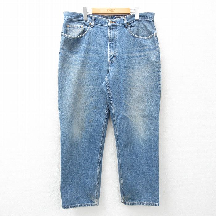 W39★古着 エディーバウアー ジーンズ メンズ 00年代 00s ヒゲ コットン 紺 ネイビー デニム 25mar01 中古 ボトムス ジーパン Gパン ロング パンツ