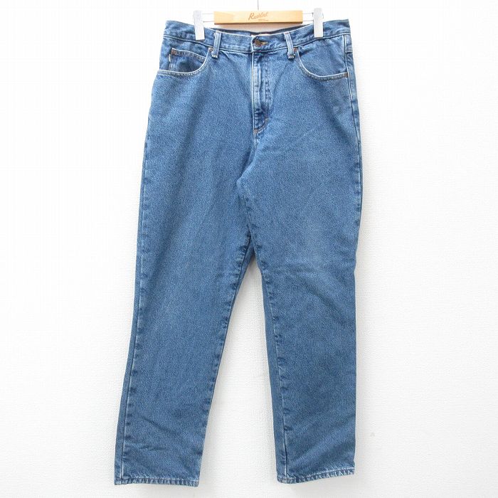 【20%OFF】W34★古着 エルエルビーン LLBEAN ジーンズ メンズ 00年代 00s コットン 紺 ネイビー デニム 内側フランネル 25mar01 中古 ボトムス ジーパン Gパン ロング パンツ
