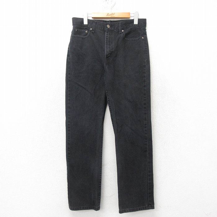 W31★古着 ジーンズ コットン 黒 ブラック デニム 25mar01 中古 メンズ ボトムス ジーパン Gパン ロング パンツ