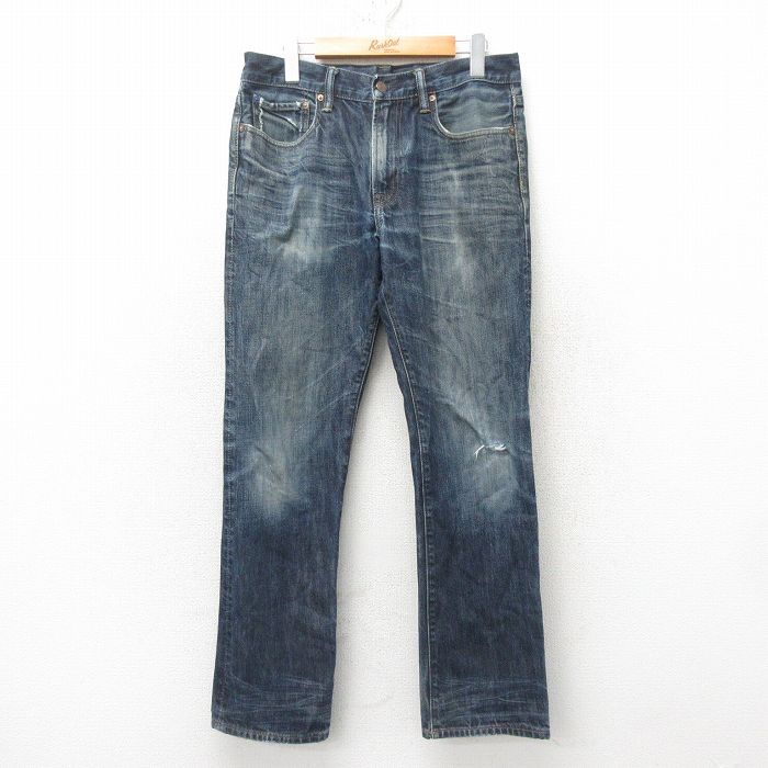 【50%OFF】W32★古着 ギャップ GAP ジーンズ メンズ ヒゲ コットン 紺 ネイビー デニム 25mar01 中古 ボトムス ジーパン Gパン ロング パンツ
