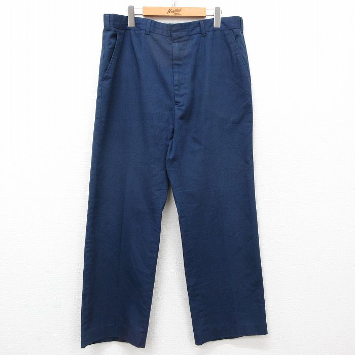 W37★古着 HAGGAR スラックス パンツ メンズ 90年代 90s USA製 紺 ネイビー 25mar03 中古 ボトムス ロング