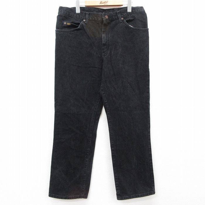 W37★古着 リー Lee ジーンズ メンズ 90年代 90s コットン USA製 黒 ブラック デニム 25mar03 中古 ボトムス ジーパン Gパン ロング パンツ