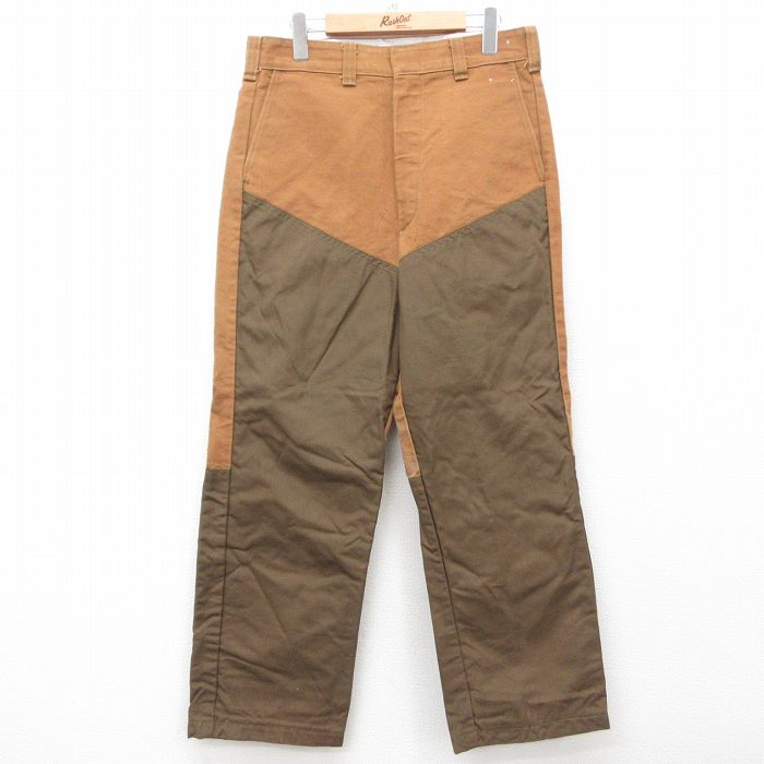W33★古着 キー KEY ハンティング パンツ メンズ 80年代 80s ダック地 コットン USA製 タロン 茶他 ブラウン 【spe】 25mar03 中古 ボトムス ロング