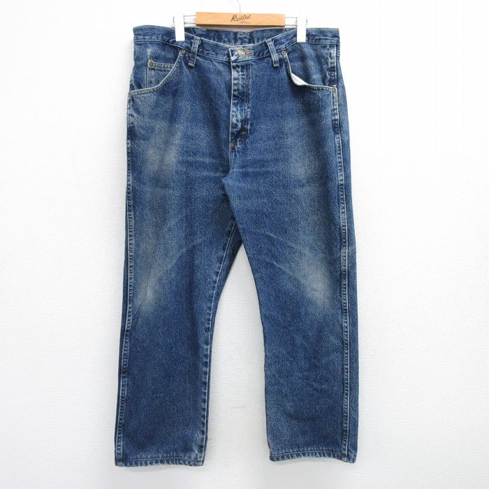 W39★古着 ラングラー Wrangler ジーンズ メンズ 00年代 00s ヒゲ 大きいサイズ コットン 紺 ネイビー デニム 25mar03 中古 ボトムス ジーパン Gパン ロング パンツ