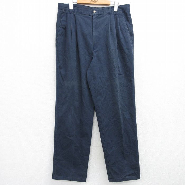 【50%OFF】W35★古着 チノ パンツ チノパン メンズ 90年代 90s USA製 紺 ネイビー 25mar03 中古 ボトムス ロング