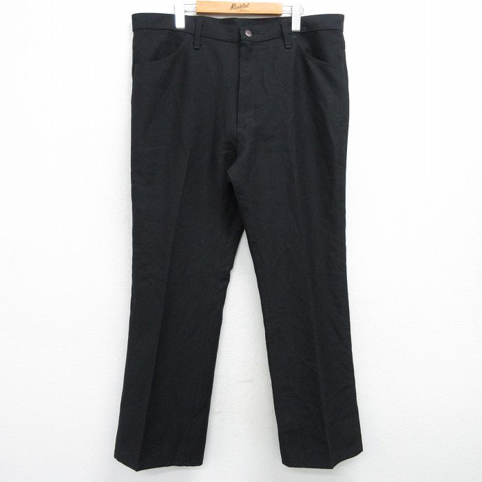 W39★古着 ラングラー Wrangler ランチャー パンツ メンズ 大きいサイズ 黒 ブラック 25mar03 中古 ボトムス ロング
