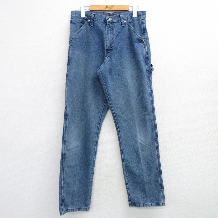 W31★古着 ラングラー Wrangler ペインター パンツ メンズ 紺 ネイビー デニム 25mar03 中古 ボトムス ロング