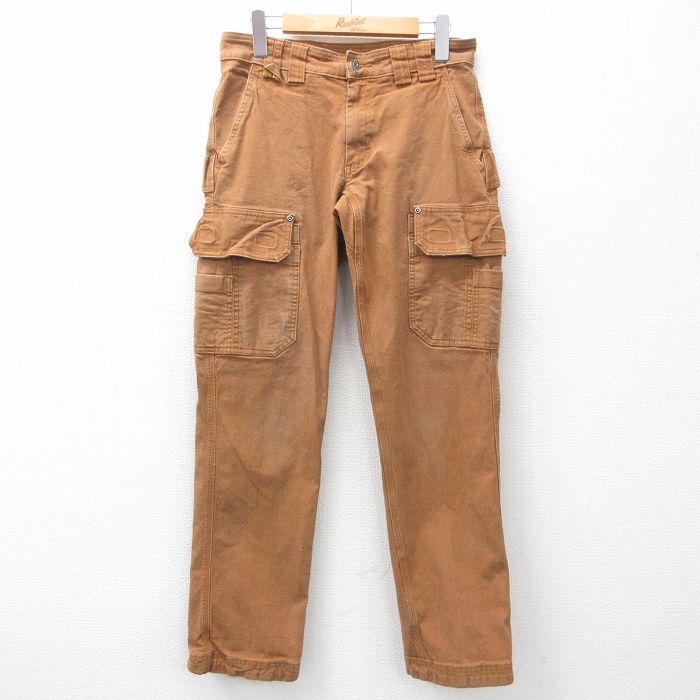 W30★古着 カーゴ パンツ メンズ ダック地 ベージュ カーキ 25mar03 中古 ボトムス ロング