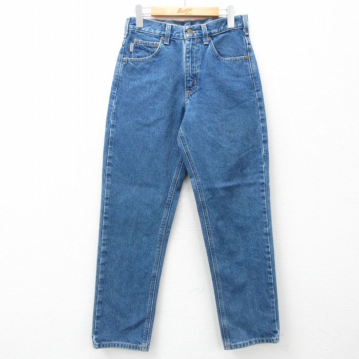 W29★古着 カーハート Carhartt ジーンズ メンズ コットン 紺 ネイビー デニム 25mar03 中古 ボトムス ジーパン Gパン ロング パンツ