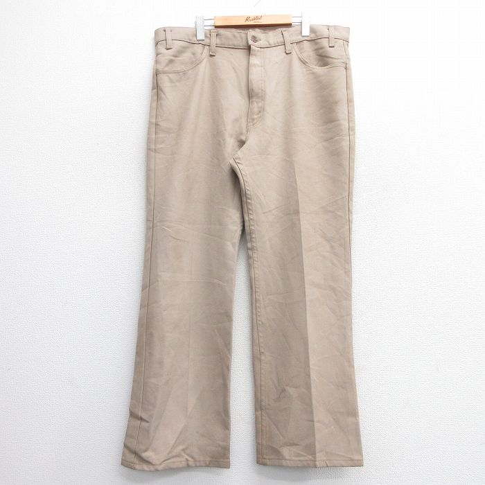 W40★古着 リーバイス Levis 517 パンツ メンズ 80年代 80s フレア ブーツカット 大きいサイズ USA製 ベージュ カーキ 25mar03 中古 ボトムス ロング