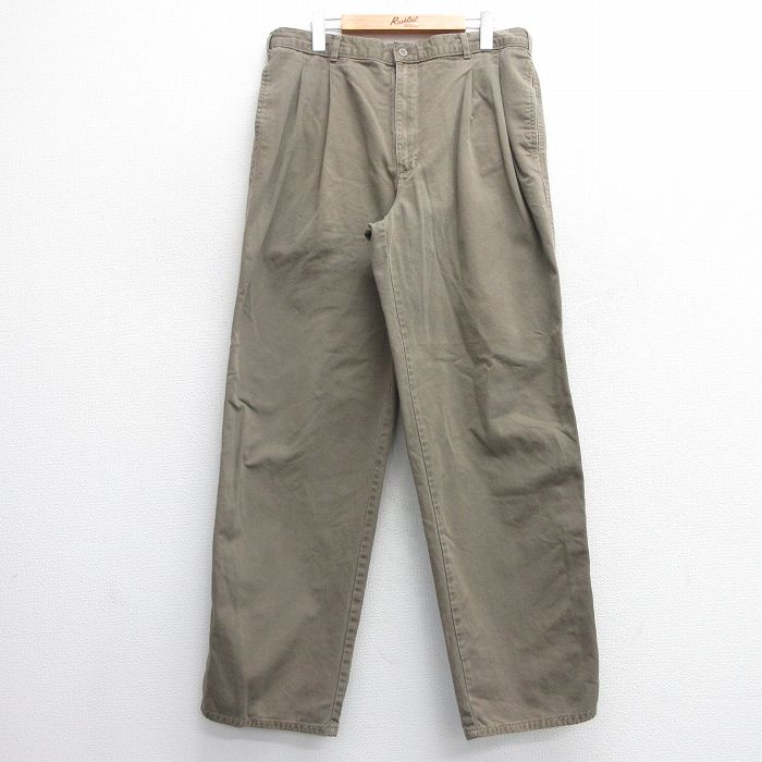 W34★古着 ドッカーズ パンツ メンズ 90年代 90s 濃緑 グリーン 25mar03 中古 ボトムス ロング