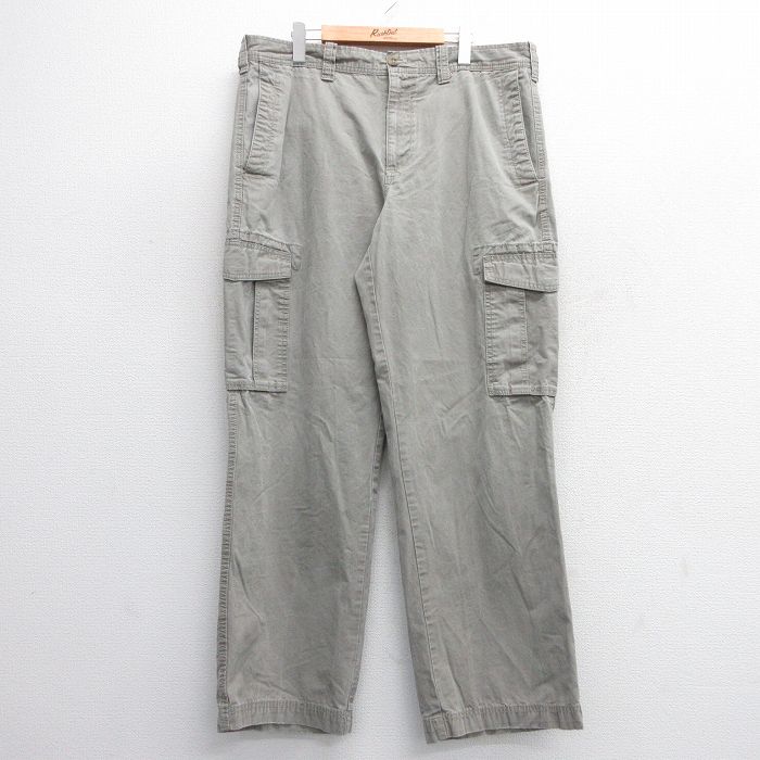 W37★古着 エディーバウアー カーゴ パンツ メンズ コットン グレー系 25mar03 中古 ボトムス ロング