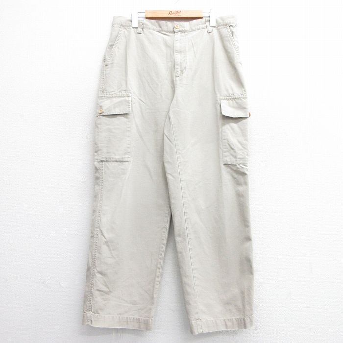 W34★古着 ノーティカ NAUTICA ブランド カーゴ パンツ メンズ コットン 薄ベージュ カーキ 25mar03 中古 ボトムス ロング