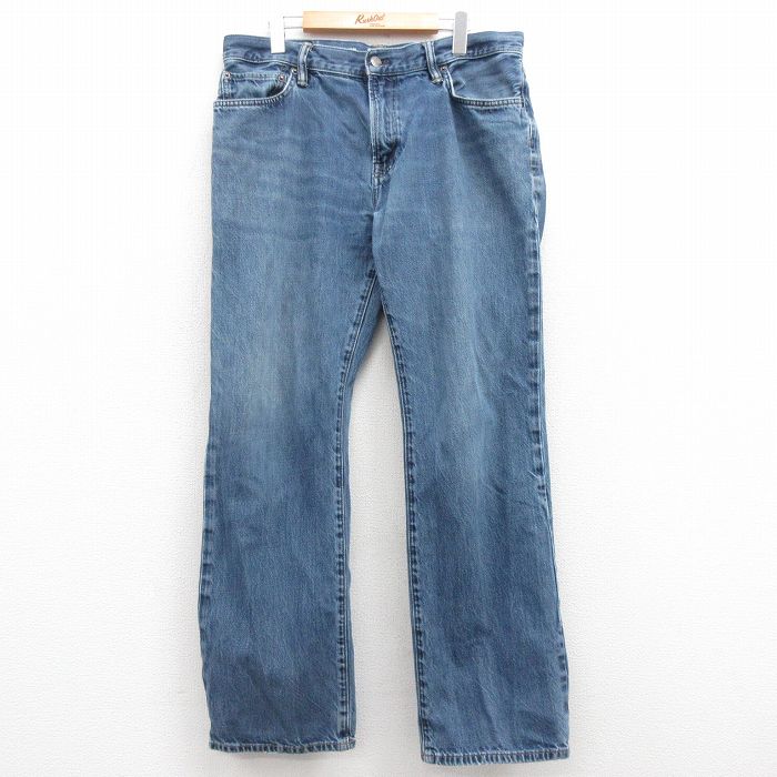 W36★古着 ギャップ GAP ジーンズ メンズ ヒゲ コットン 紺 ネイビー デニム 25mar03 中古 ボトムス ジーパン Gパン ロング パンツ