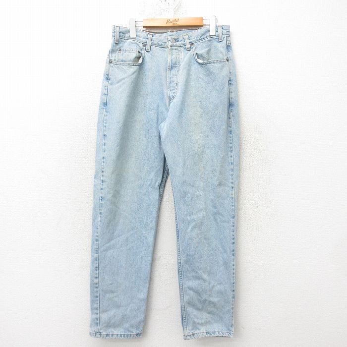 W32★古着 ギャップ GAP ジーンズ メンズ 90年代 90s コットン USA製 紺 ネイビー デニム 【spe】 25mar03 中古 ボトムス ジーパン Gパン ロング パンツ