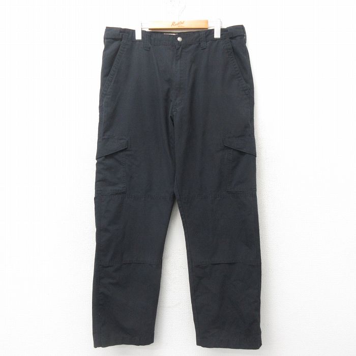 W39★古着 ラングラー Wrangler ワーク カーゴ パンツ メンズ リップストップ 黒 ブラック 25mar03 中古 ボトムス ロング