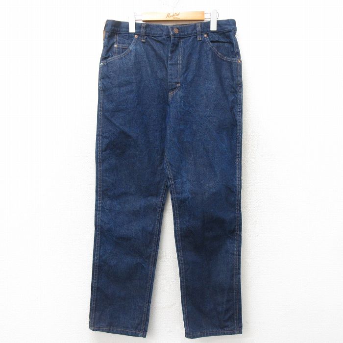 W35★古着 ローバックス ジーンズ メンズ 90年代 90s コットン USA製 紺 ネイビー デニム 【spe】 25mar03 中古 ボトムス ジーパン Gパン ロング パンツ