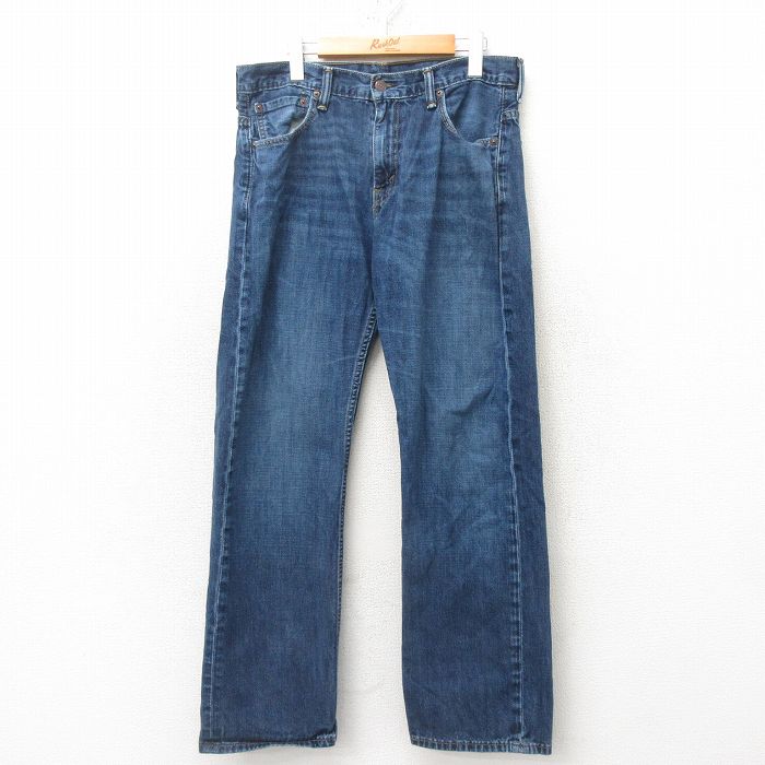 W34★古着 リーバイス Levis 569 ジーンズ メンズ ヒゲ コットン 紺 ネイビー デニム 25mar03 中古 ボトムス ジーパン Gパン ロング パンツ