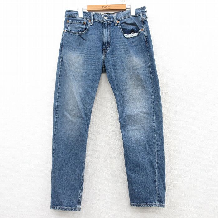 W35★古着 リーバイス Levis 502 ジーンズ メンズ ヒゲ 紺 ネイビー デニム 25mar04 中古 ボトムス ジーパン Gパン ロング パンツ