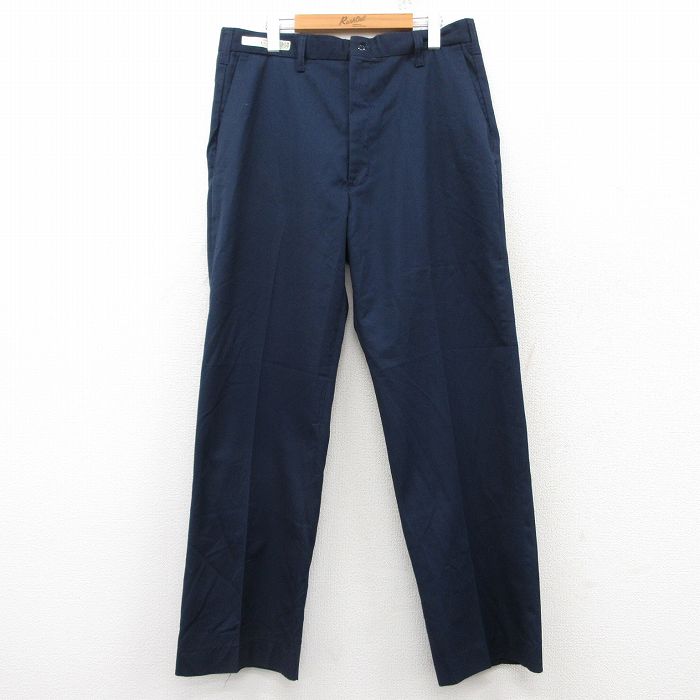 W35★古着 ワーク パンツ メンズ 90年代 90s USA製 紺 ネイビー 25mar04 中古 ボトムス ロング