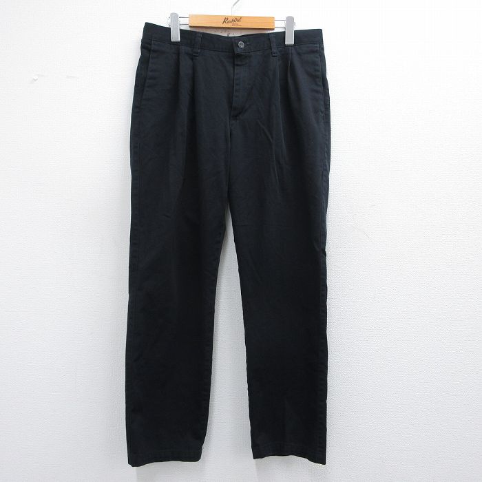 W34★古着 リー Lee パンツ メンズ コットン 紺 ネイビー 25mar04 中古 ボトムス ロング