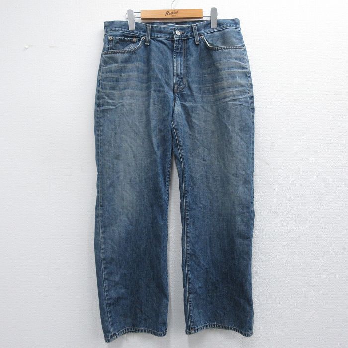 W34★古着 ギャップ GAP ジーンズ メンズ ヒゲ コットン 紺 ネイビー デニム 【spe】 25mar04 中古 ボトムス ジーパン Gパン ロング パンツ