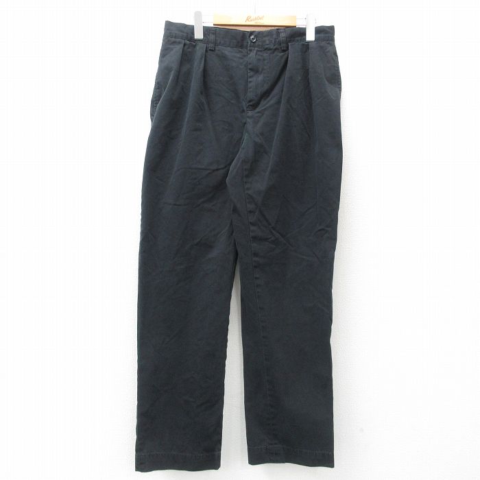 W33★古着 ラルフローレン Ralph Lauren ブランド チノ パンツ チノパン メンズ 90年代 90s ワンポイントロゴ ETHAN コットン 黒 ブラック 25mar04 中古 ボトムス ロング
