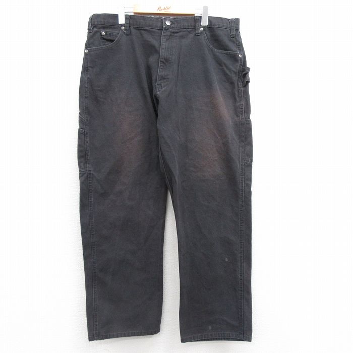 W40★古着 ディッキーズ Dickies ペインター パンツ メンズ ダック地 大きいサイズ コットン 黒 ブラック 25mar04 中古 ボトムス ロング