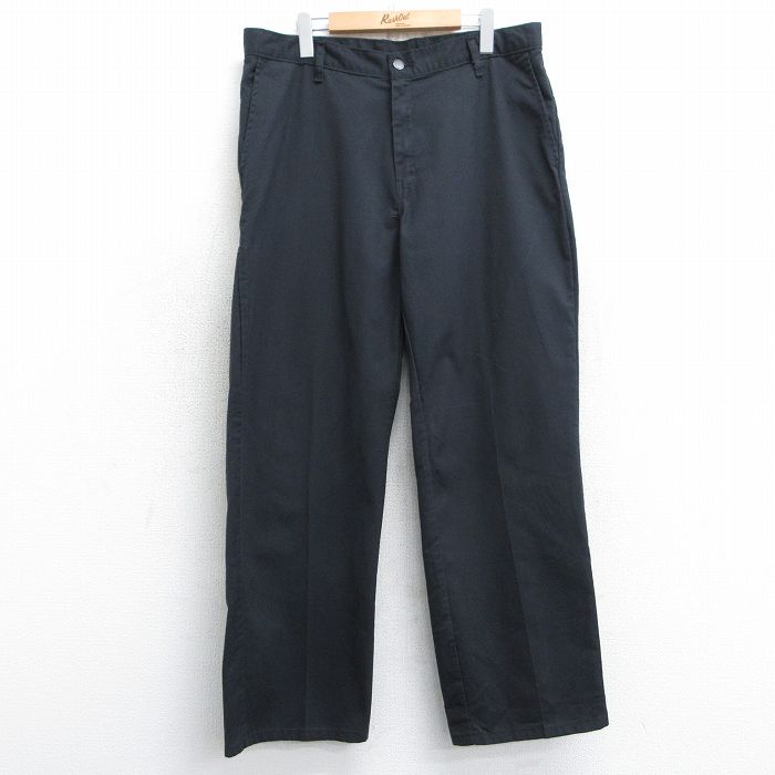 W37★古着 ディッキーズ Dickies ワーク パンツ メンズ 黒 ブラック 25mar05 中古 ボトムス ロング