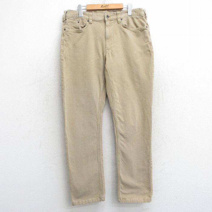 W36★古着 エディーバウアー パンツ メンズ ダック地 ベージュ カーキ 25mar05 中古 ボトムス ロング