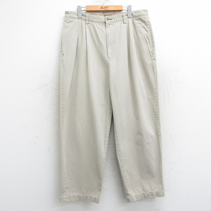 W38★古着 トミーヒルフィガー TOMMY HILFIGER ブランド チノ パンツ チノパン メンズ 90年代 90s コットン ベージュ カーキ 【spe】 25mar05 中古 ボトムス ロング