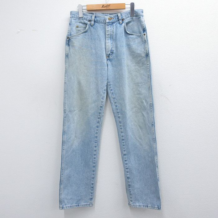 W32★古着 ラングラー Wrangler ジーンズ メンズ 00年代 00s 薄紺 ネイビー デニム 25mar05 中古 ボトムス ジーパン Gパン ロング パンツ