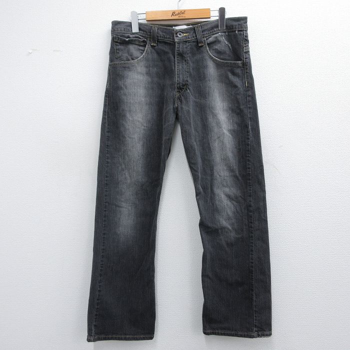 W35★古着 リーバイス Levis ジーンズ メンズ シルバータグ 黒 ブラック デニム 【spe】 25mar05 中古 ボトムス ジーパン Gパン ロング パンツ