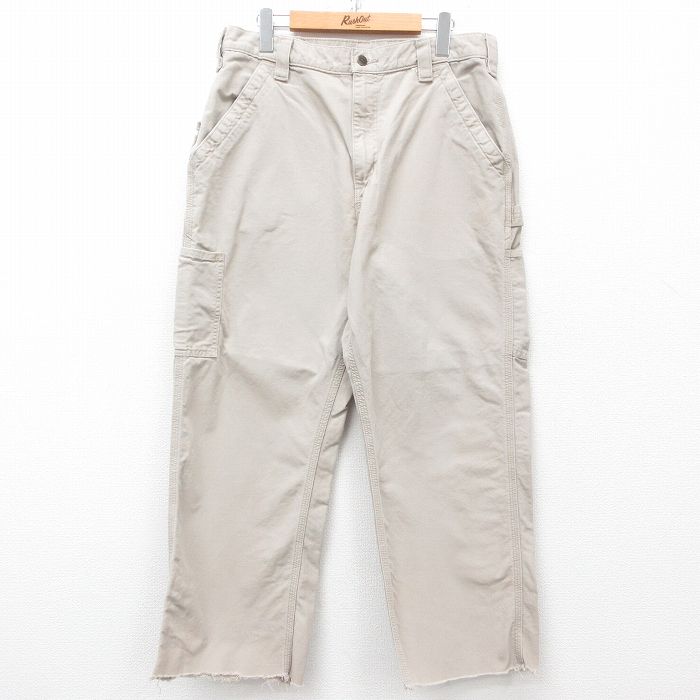 W33★古着 カーハート Carhartt ペインター パンツ メンズ コットン ベージュ カーキ 25mar06 中古 ボトムス ロング