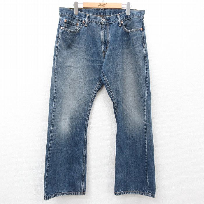 W35★古着 リーバイス Levis 514 ジーンズ メンズ ヒゲ コットン 紺 ネイビー デニム 25mar06 中古 ボトムス ジーパン Gパン ロング パンツ