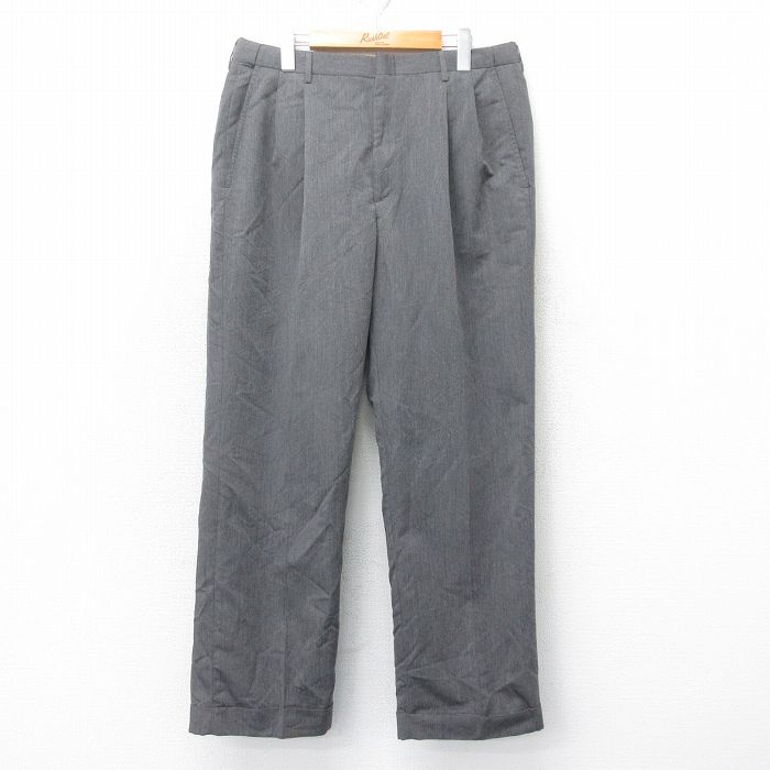 W34★古着 HAGGAR スラックス パンツ メンズ グレー 25mar06 中古 ボトムス ロング