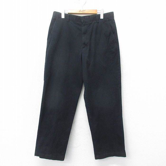 W34★古着 ドッカーズ パンツ メンズ コットン 黒 ブラック 25mar06 中古 ボトムス ロング
