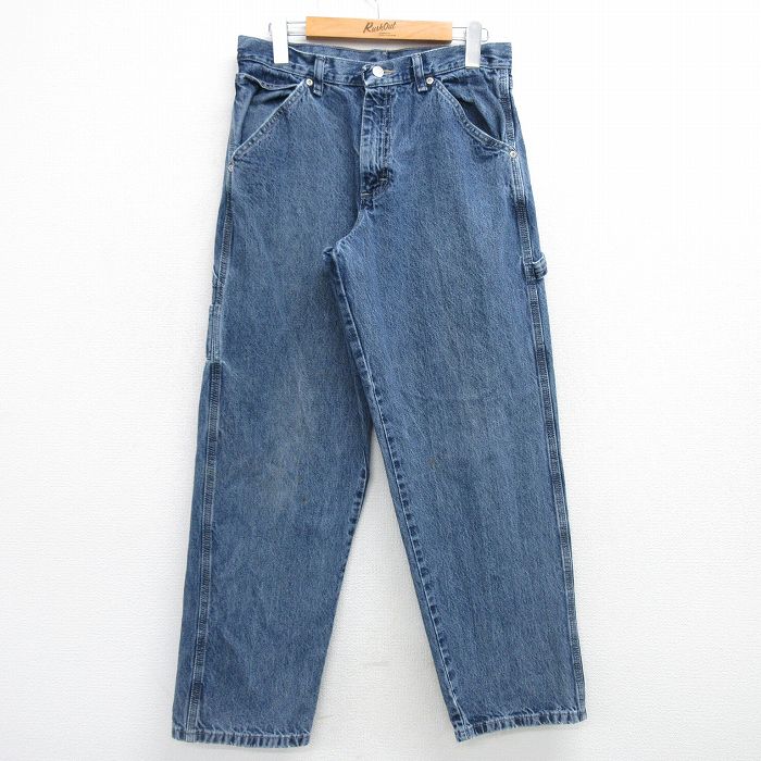 W29★古着 ラングラー Wrangler ペインター パンツ メンズ コットン 紺 ネイビー デニム 25mar07 中古 ボトムス ロング