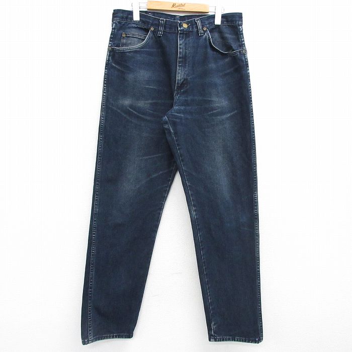 W35★古着 ラングラー Wrangler ジーンズ メンズ 00年代 00s ヒゲ コットン USA製 濃紺 ネイビー デニム 25mar07 中古 ボトムス ジーパン Gパン ロング パンツ