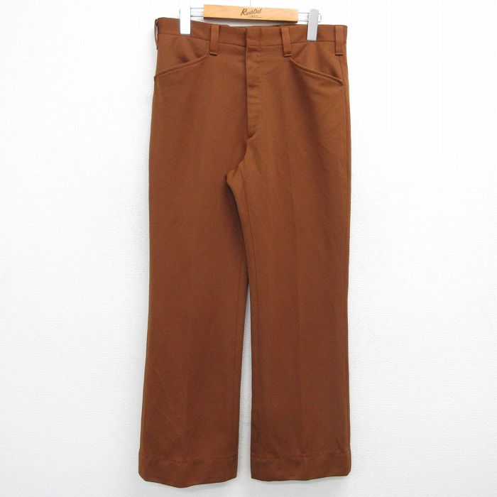 W32★古着 HAGGAR スラックス パンツ メンズ 80年代 80s USA製 茶 ブラウン 25mar07 中古 ボトムス ロング