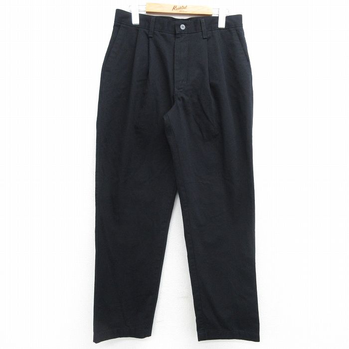 W31★古着 リー Lee パンツ メンズ コットン 黒 ブラック 25mar07 中古 ボトムス ロング