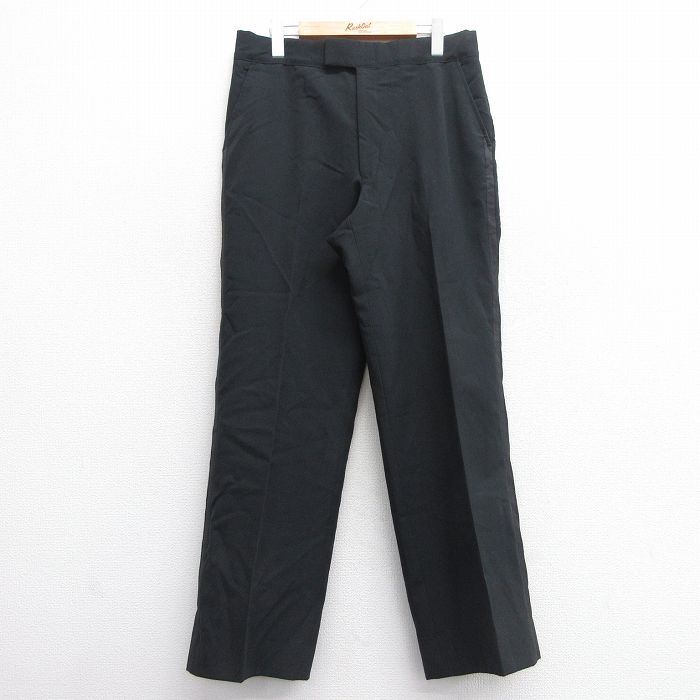 W34★古着 スラックス パンツ メンズ 黒 ブラック 25mar07 中古 ボトムス ロング