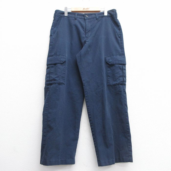 W34★古着 レッドキャップ ワーク カーゴ パンツ メンズ 紺 ネイビー 25mar07 中古 ボトムス ロング
