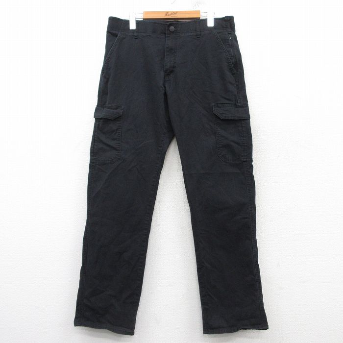 W35★古着 リー Lee カーゴ パンツ メンズ 黒 ブラック 25mar07 中古 ボトムス ロング