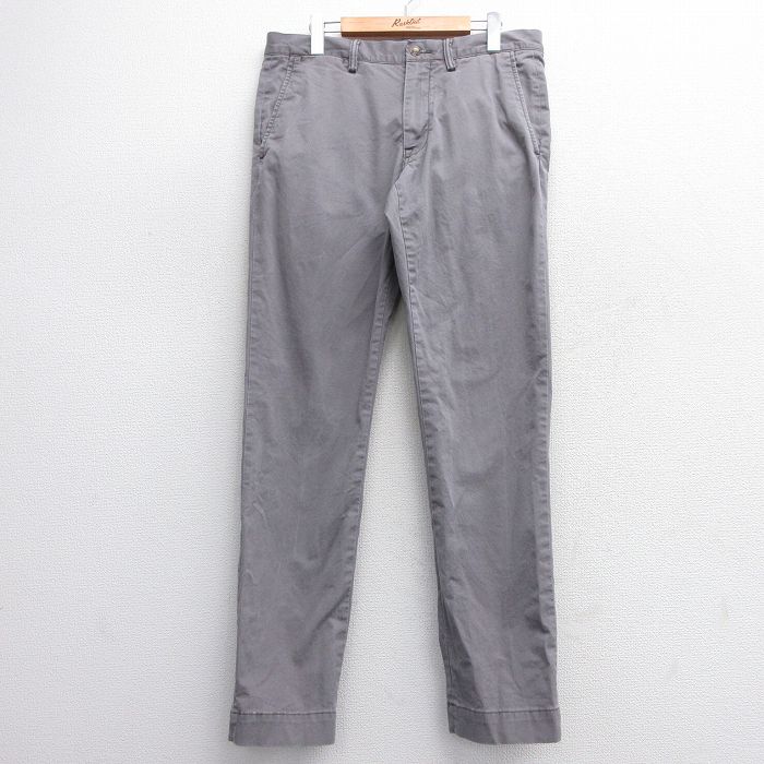 W33★古着 ラルフローレン Ralph Lauren ブランド パンツ メンズ ワンポイントロゴ グレー系 25mar08 中古 ボトムス ロング