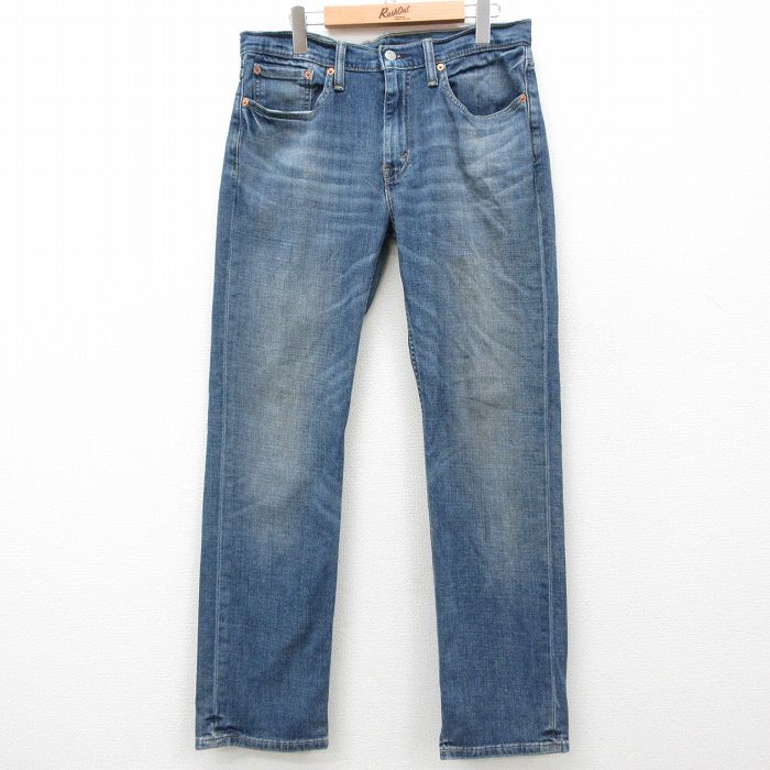 W33★古着 リーバイス Levis 514 ジーンズ メンズ ヒゲ 紺 ネイビー デニム 25mar08 中古 ボトムス ジーパン Gパン ロング パンツ