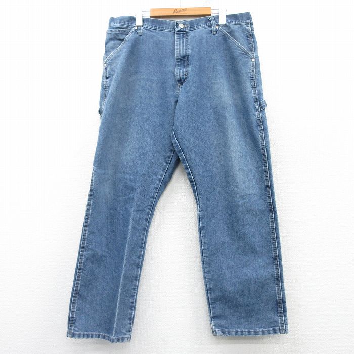 W36★古着 ラングラー Wrangler ペインター パンツ メンズ 紺 ネイビー デニム 25mar08 中古 ボトムス ロング